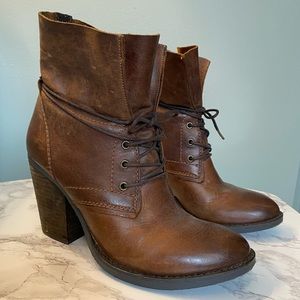 AVAILABLE Steve Madden Ravina Leather Booties in Cognac